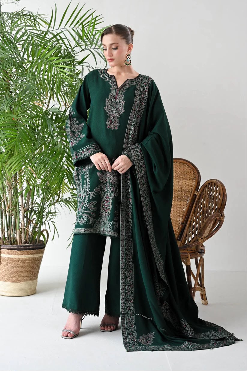 Dhanak embroidered luxury unstitched 3pc suit